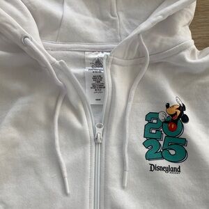 Disney White Hoodie with Mickey Mouse and Disneyland 2025 Graphic